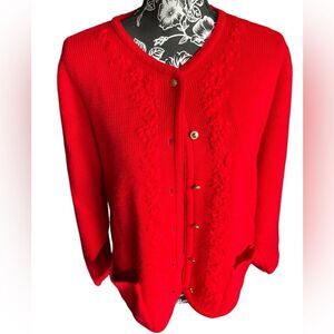 Red Vintage Cardigan from Crystal Kobe Size Large